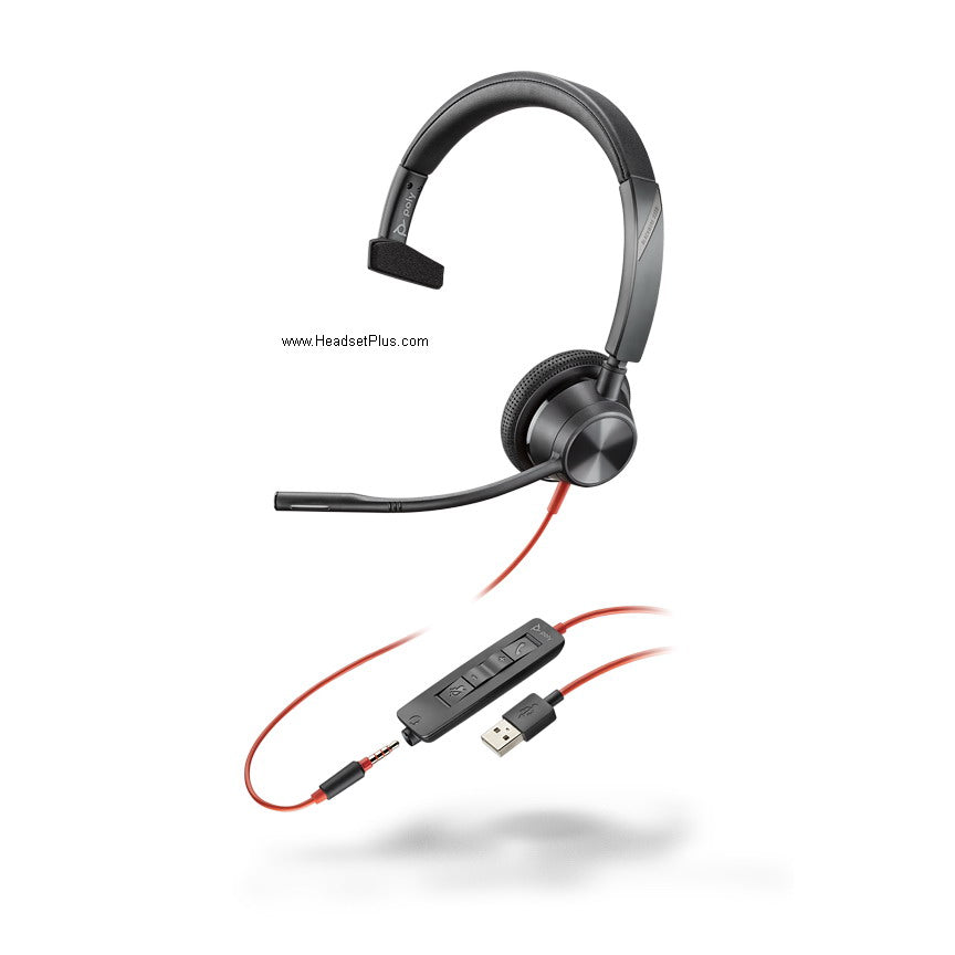 Poly 3315 Blackwire USB-A + 3.5mm Mono Headset, MS Teams