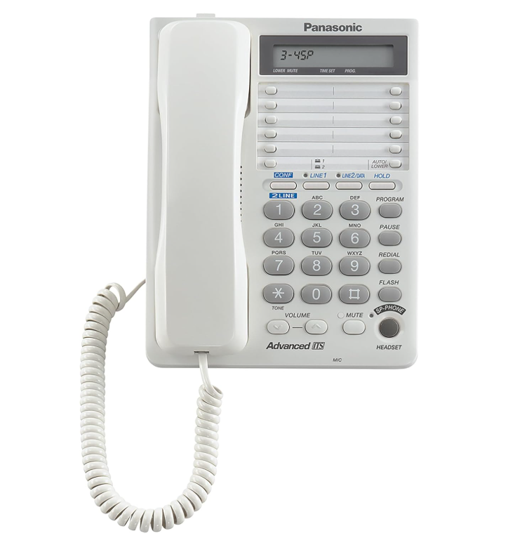 Panasonic KX-TS208-W 2-Line Telephone w/LCD, White