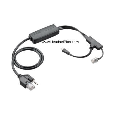 Electronic hook switch cable with an inline control module and modular plugs on each branch