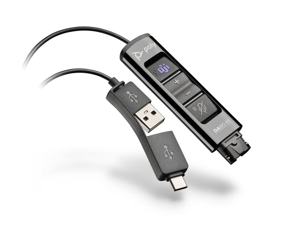 Poly DA85-M USB-A & USB-C Adapter Poly QD Headset, Teams Cert