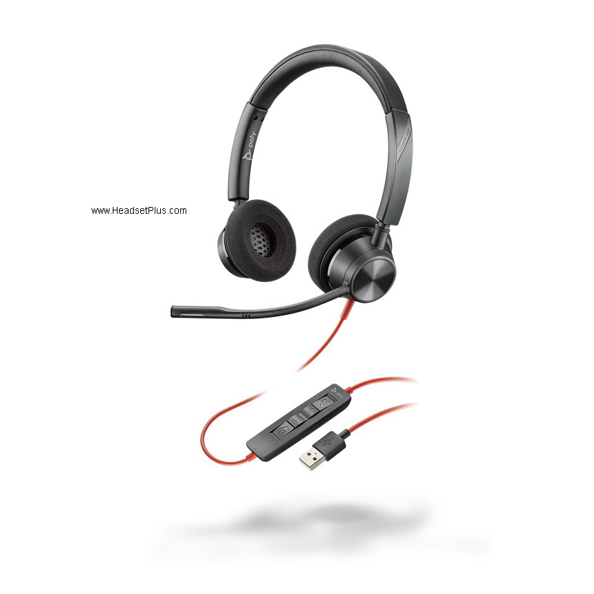 poly 3320 blackwire usb-a stereo headset view
