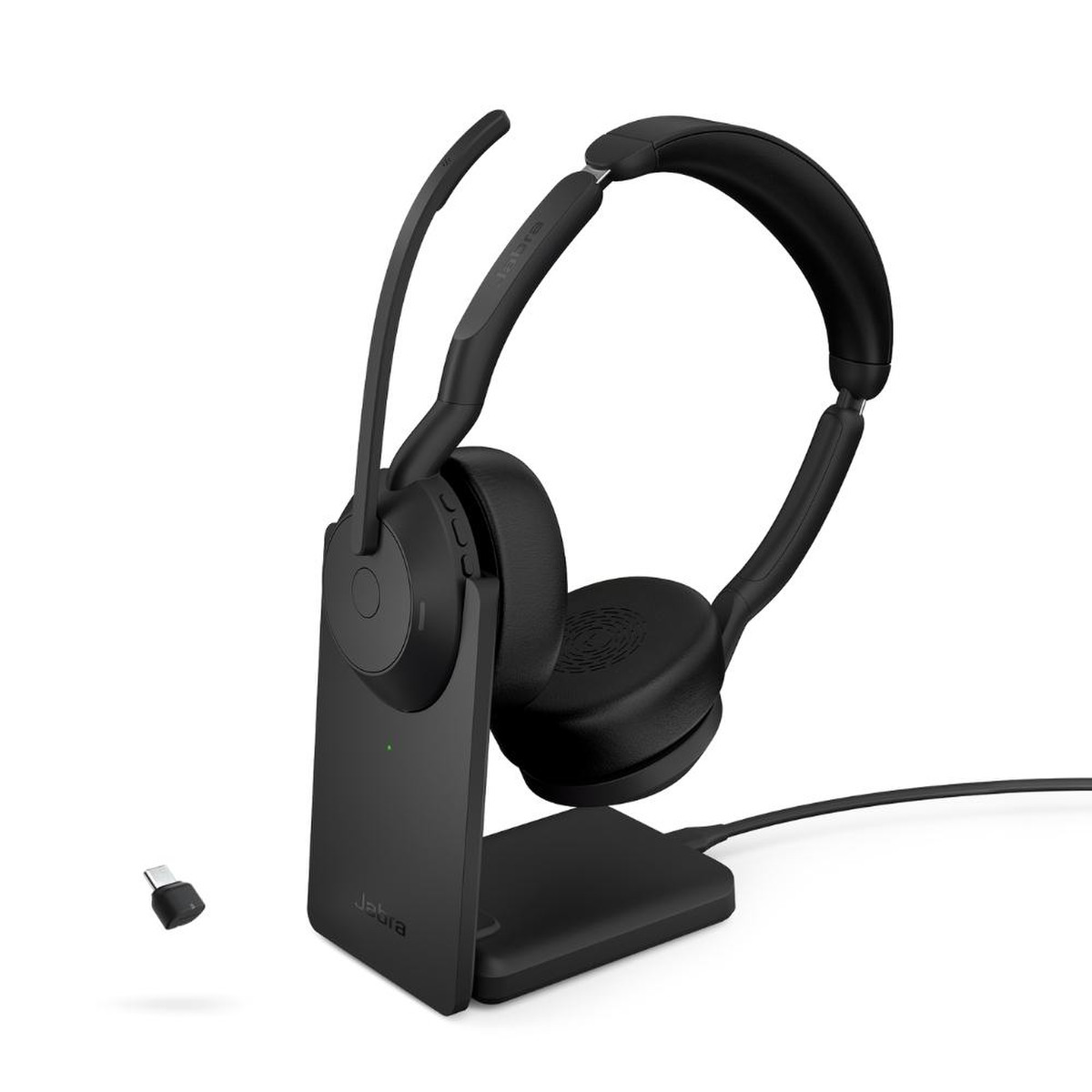 jabra evolve2 55 uc stereo usb-c bluetooth headset w/stand view