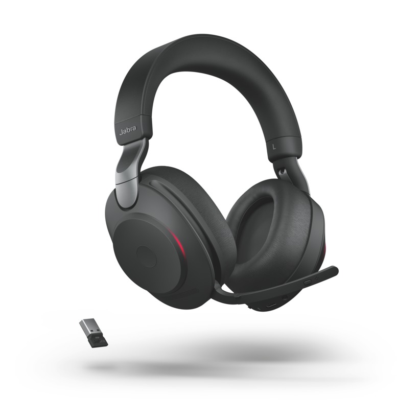 jabra evolve2 85 uc stereo bluetooth usb-a headset, black view