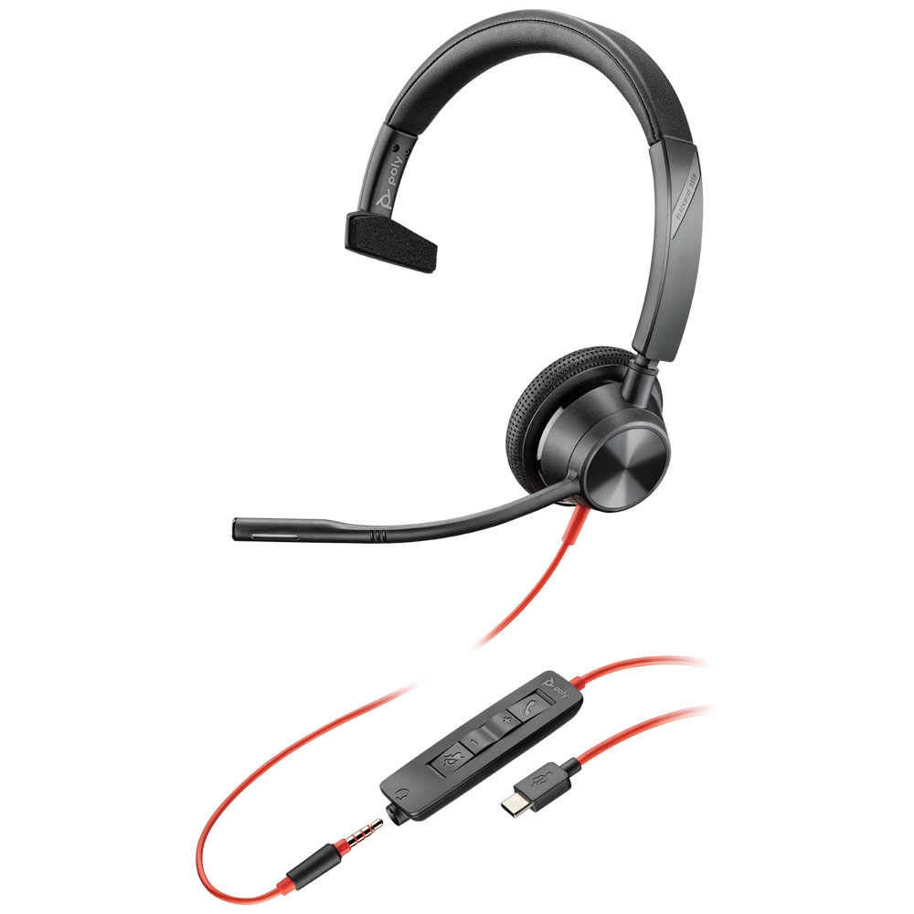 poly plantronics 3315 blackwire usb-c, 3.5mm mono headset view