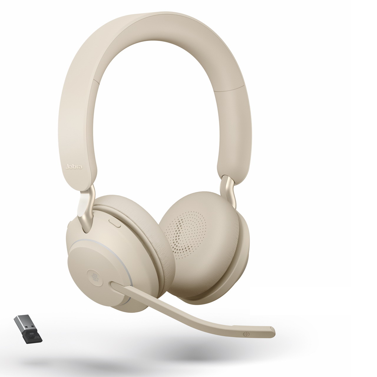 jabra evolve2 65 uc stereo bluetooth usb-a, beige *discontinued* view