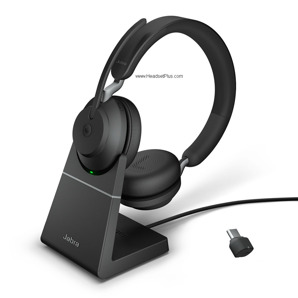 jabra evolve2 65 ms stereo bluetooth usb-c headset w/stand view