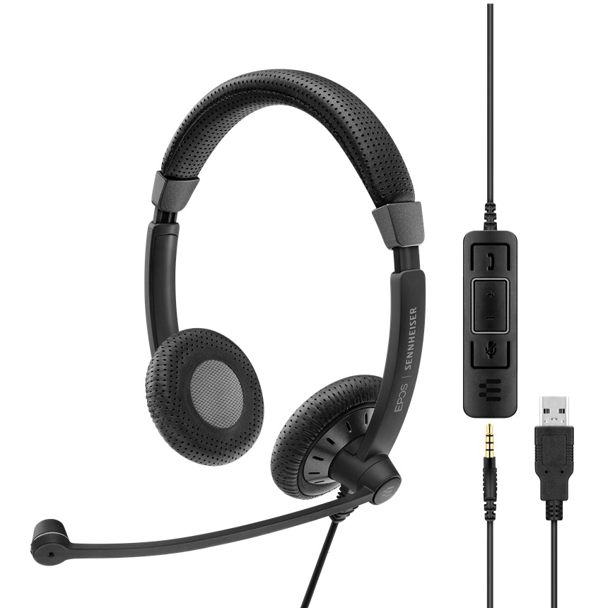 epos sc 75 usb, 3.5mm double sided stereo headset, ms teams cert view