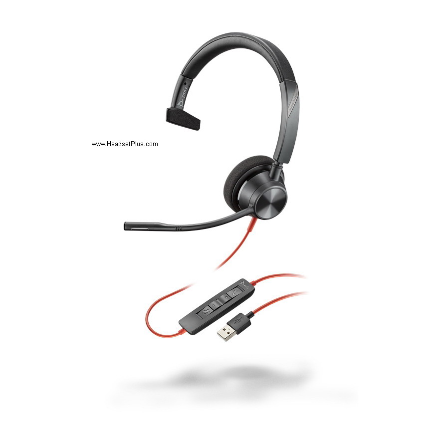 poly 3310 blackwire usb-a mono headset, ms teams certified view