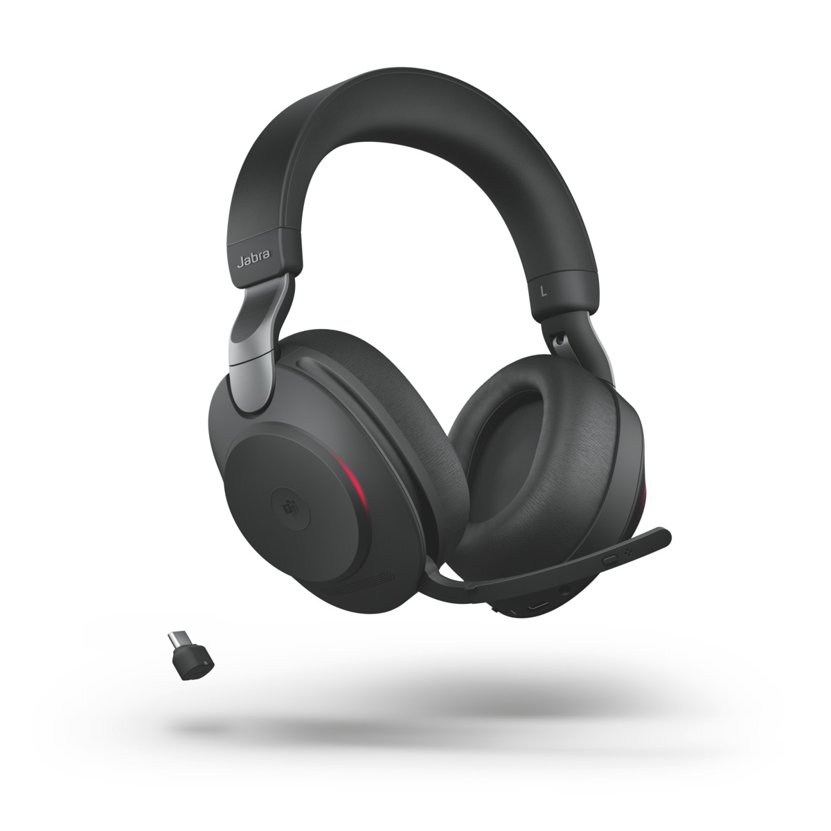 jabra evolve2 85 ms stereo bluetooth usb-c headset, ms teams view