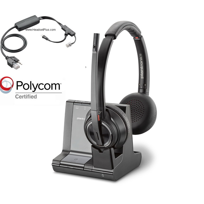 plantronics savi 8220+ ehs wireless stereo headset polycom phone icon view