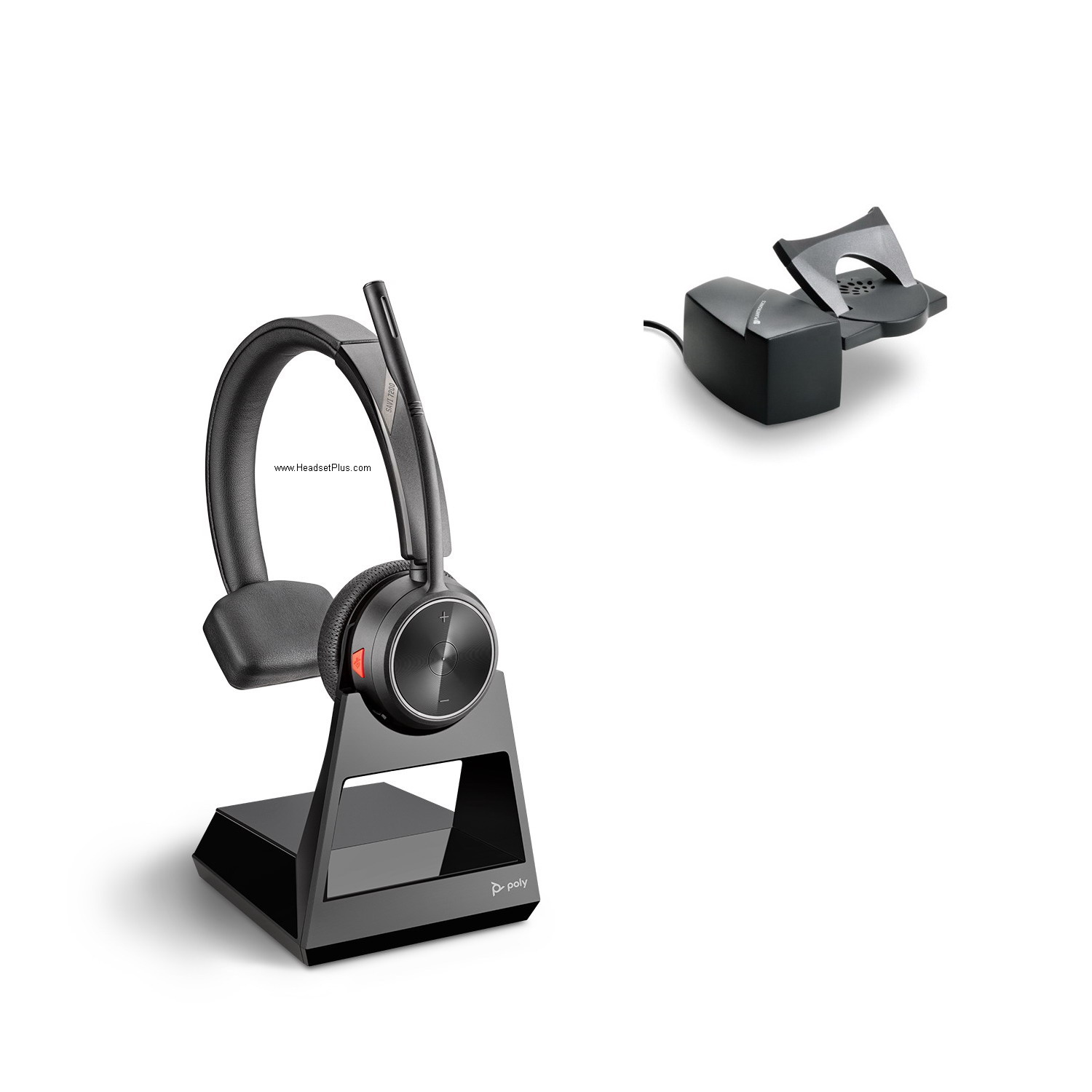 poly savi 7210+hl10 wireless headset combo package view