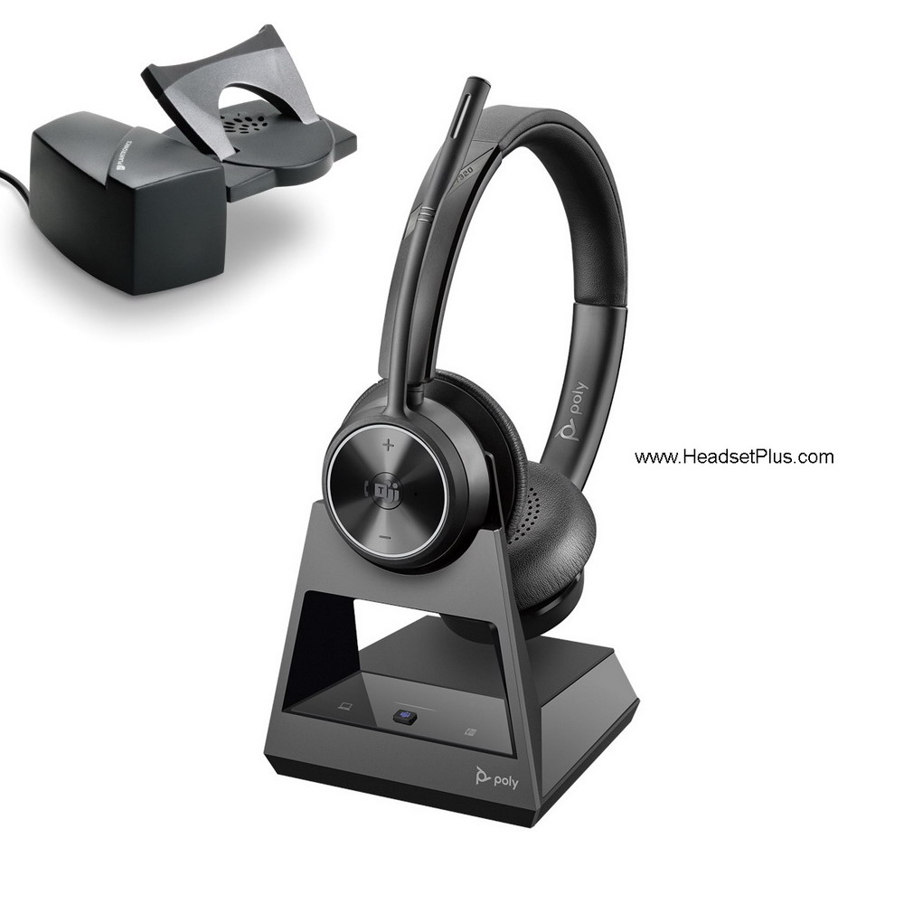 poly savi 7320+hl10 wireless headset combo for phone, computer view