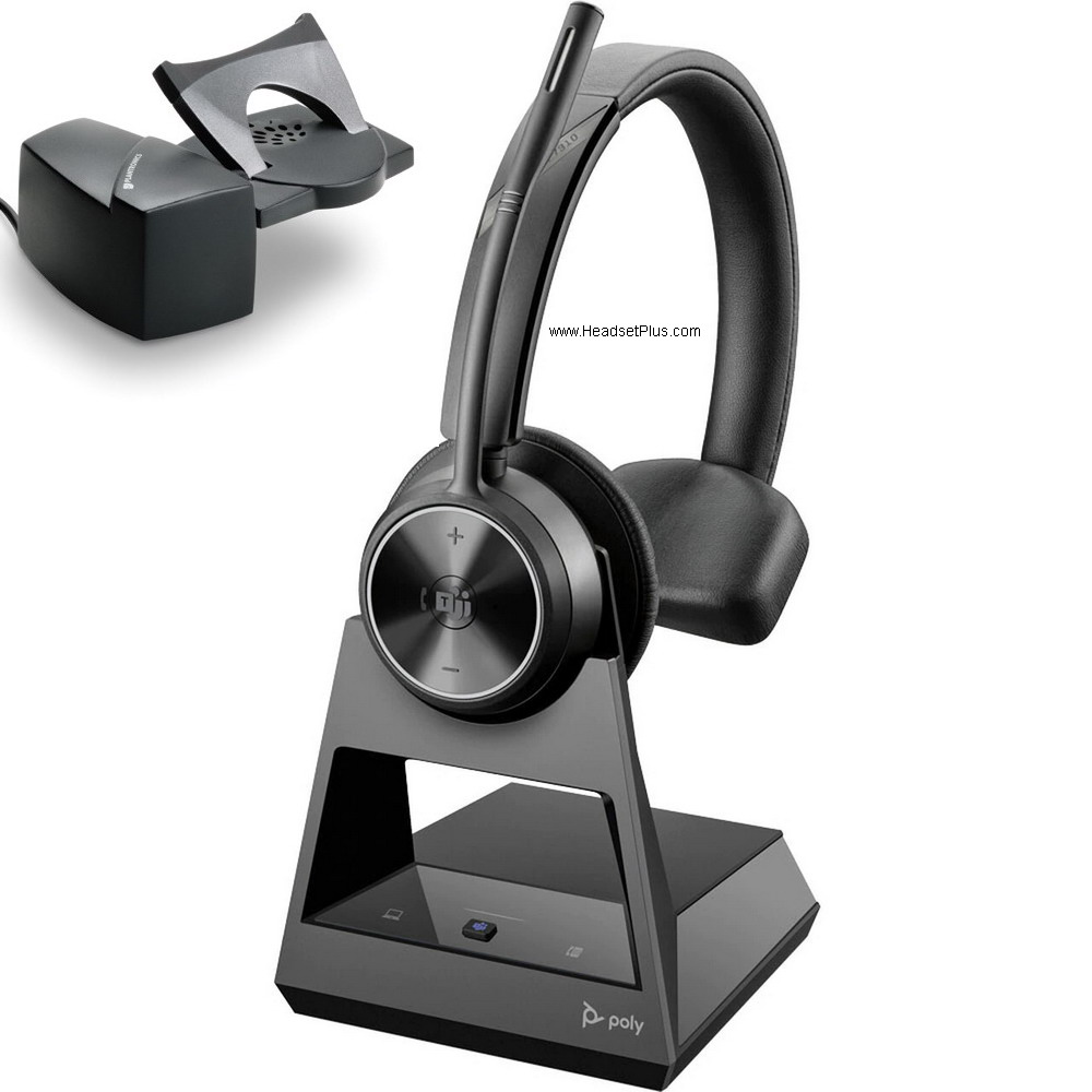 poly savi 7310+hl10 wireless headset combo for desk phone and pc view