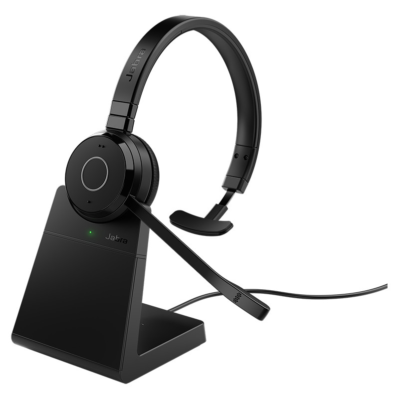 jabra evolve 65 te uc mono usb bluetooth headset w/stand icon view