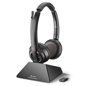 Poly Savi 8220 DECT Wireless Stereo Headset - Active Noise Cancellation