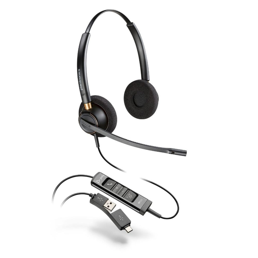 Poly EncorePro EP525 USB-A, USB-C Stereo Headset, HAC