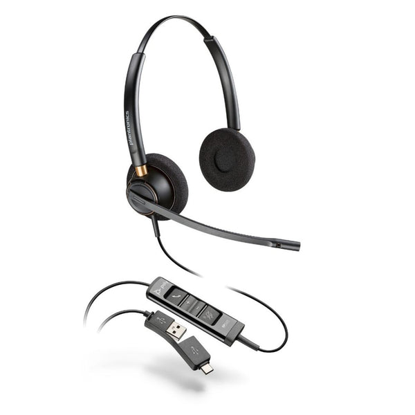 Poly EncorePro EP525 USB-A, USB-C Stereo Headset, HAC
