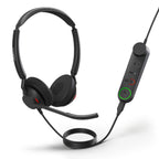 Three-quarter view of the stereo Engage 50 II showing the vented outer earcup and green call key