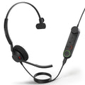 Angled view of the mono Engage 50 II, coiled cable and controller with a green answer button