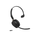 Mono version of the Jabra headset with one earcup, boom mic and its USB-A wireless adapter
