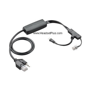 Electronic hook switch cable with an inline control module and modular plugs on each branch