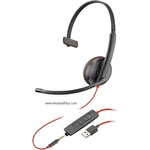 Poly Blackwire 3215 Mono Headset – USB & 3.5mm (Skype for Business)
