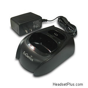 EnGenius desk charging cradle for the cordless handset, shown with its plug-in AC power adapter