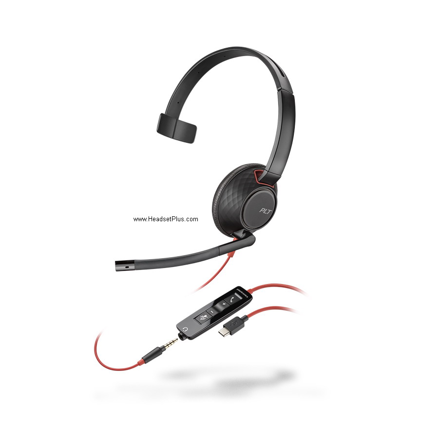 plantronics blackwire 5210 usb-c, 3,5 mm headset, ms teams-weergave