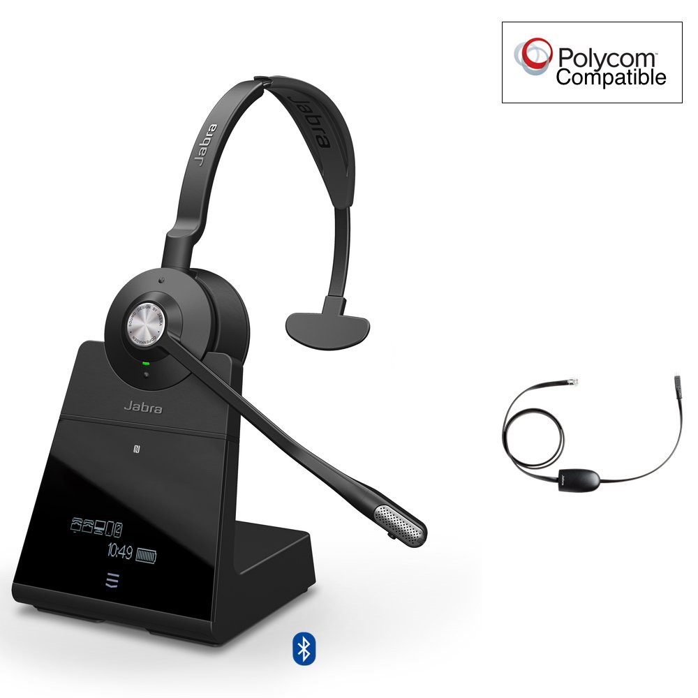 Jabra Engage 65 Mono EHS Polycom Phone Wireless Headset Bundle