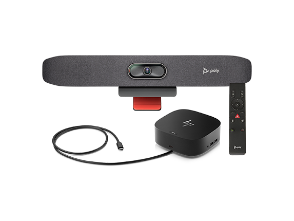 poly studio r30 video bar and bluetooth remote with hp usb-c g5 view