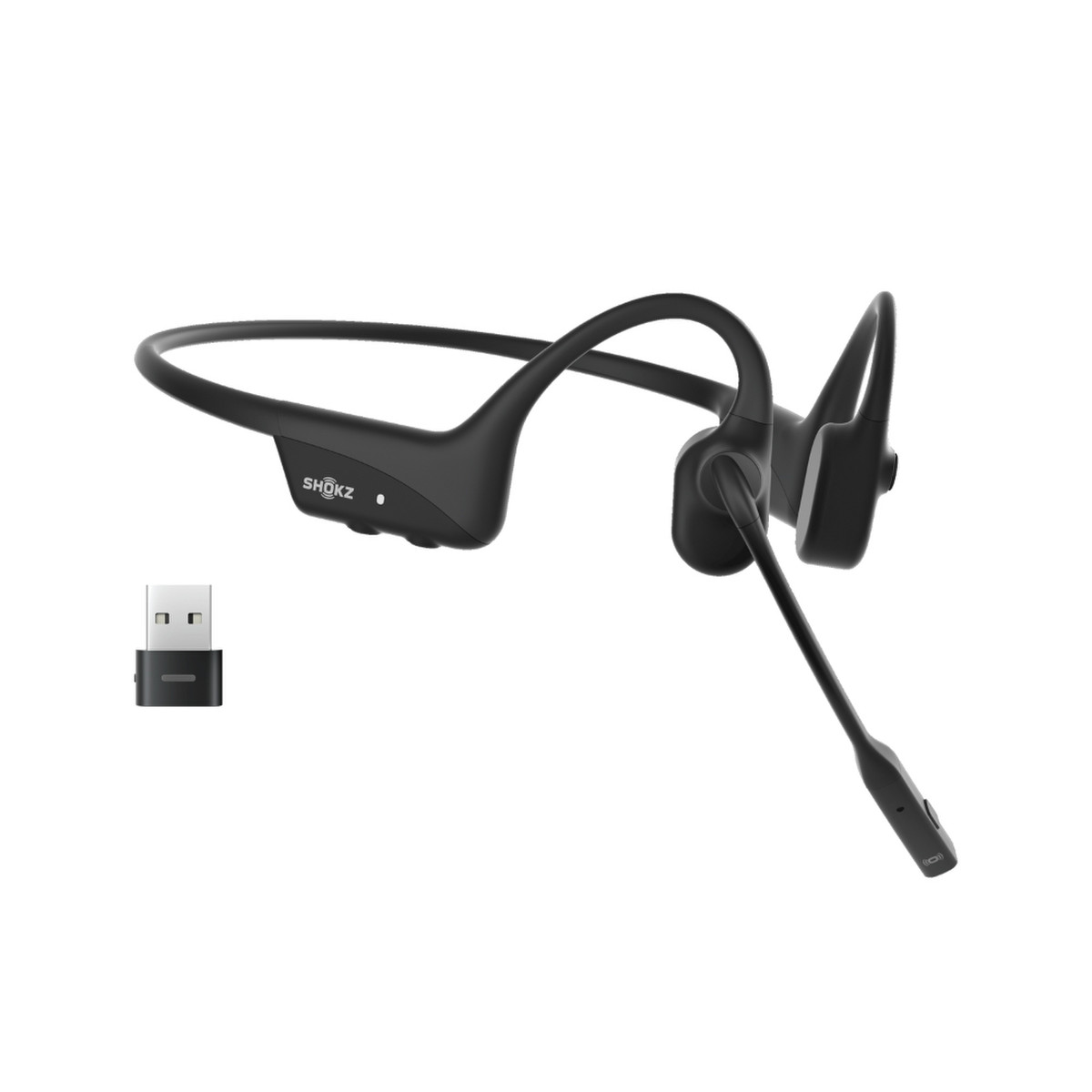 shokz opencomm2 uc bone conduction bluetooth headset usb-a view