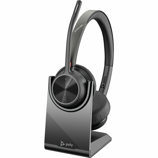 poly voyager 4320-m teams bluetooth stereo usb-a headset w/stand view