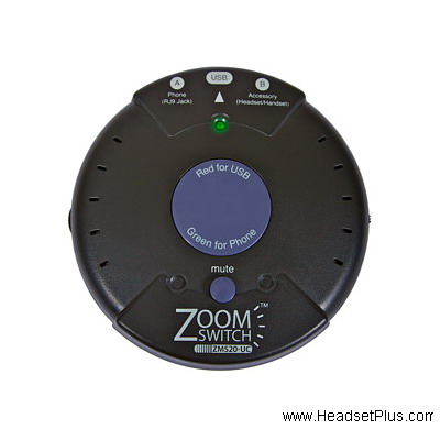 ZoomSwitch ZMS20-UC Headset Computer USB Switch w/volume & mute