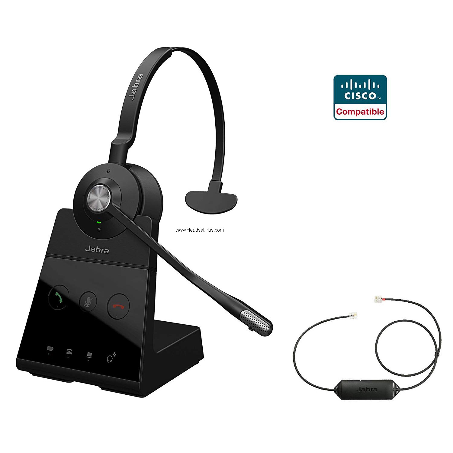 jabra engage 65 mono+ehs cisco certified wireless headset bundle view