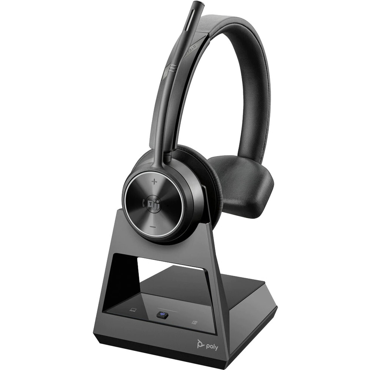 poly savi 7310 office wireless headset mono, deskphone and pc view