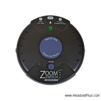 zoomswitch zms20-uc headset computer usb switch w/volume & mute view