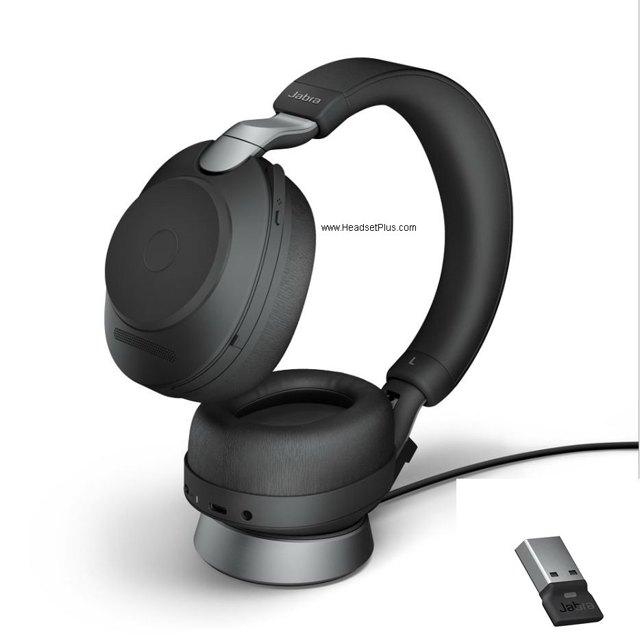 jabra evolve2 85 ms teams stereo bluetooth usb-a headset w/stand icon view