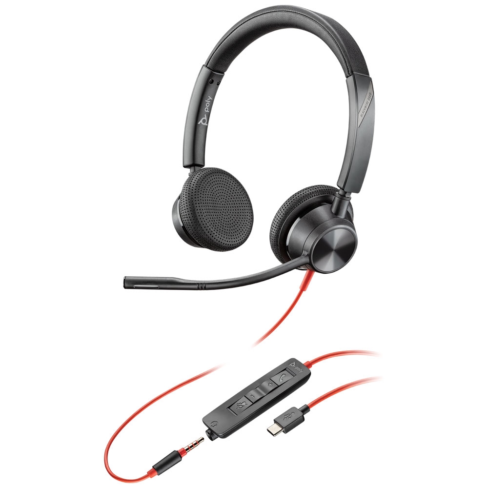 poly 3325 blackwire usb-c stereo headset w/3.5mm, ms teams cert view