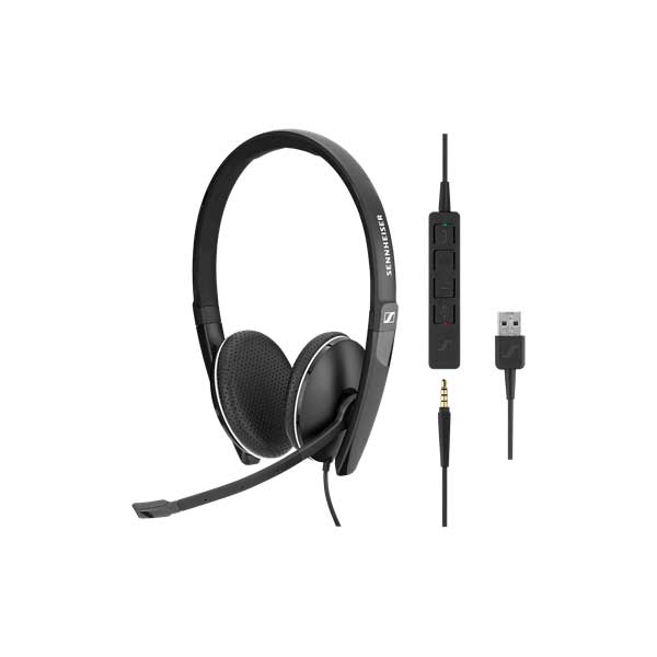 sennheiser sc 165 usb-a and 3.5mm double sided headset view