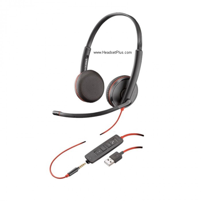 plantronics c3225 blackwire stereo usb-a headset 3.5mm ms teams view