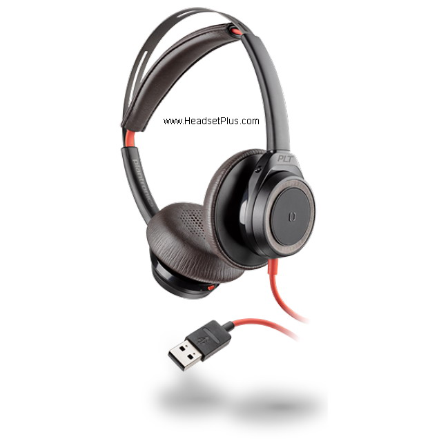 plantronics blackwire 7225 usb stereo corded headset, black view