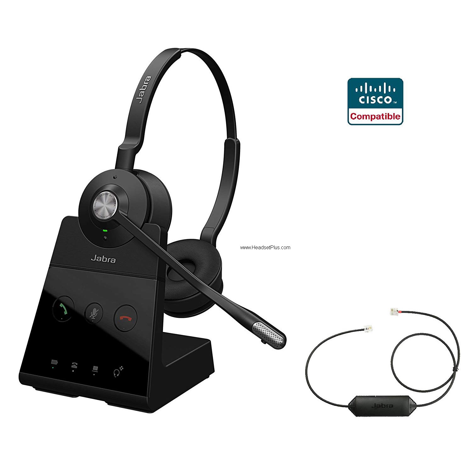 jabra engage 65 stereo+ehs cisco wireless headset system bundle view