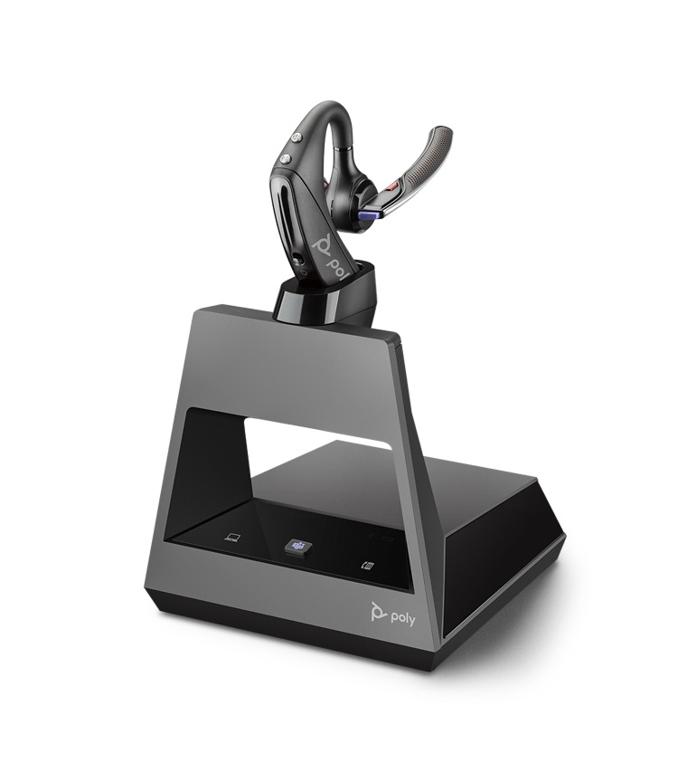 poly voyager 5200 office bluetooth headset 2-way base view
